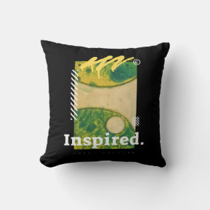 Coussin Art urbain abstrait esthétique vert et jaune