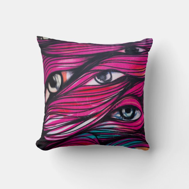 Coussin Art urbain de rue d'oeil de graffiti (Recto)