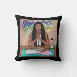Coussin Art urbain   Jolie femme faisant la méditation