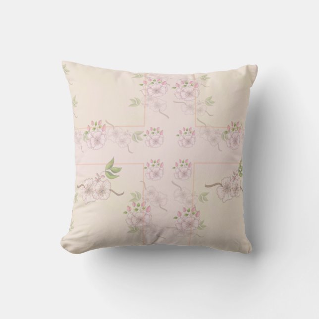 Coussin Art victorien rose et vert floral (Recto)