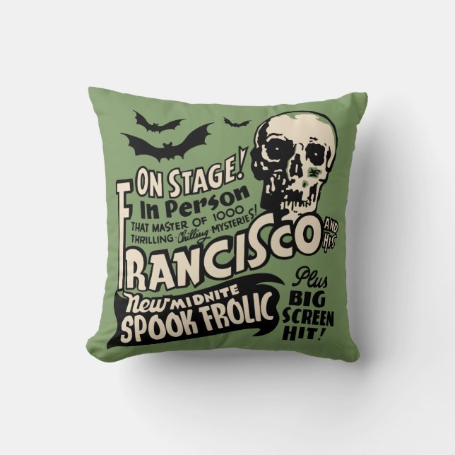 Coussin Art vintage d'affiche d'exposition de spectre - (Recto)