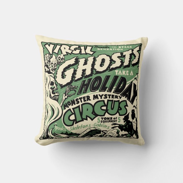 Coussin Art vintage d'affiche d'exposition de spectre - (Recto)