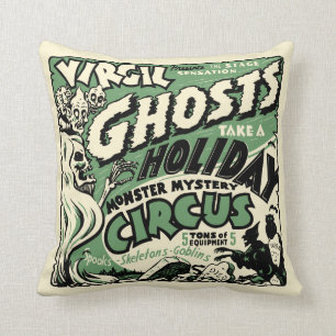 Coussin Art vintage d'affiche d'exposition de spectre -