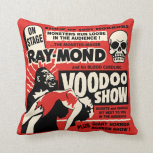 Coussin Art vintage d'affiche d'exposition de spectre -