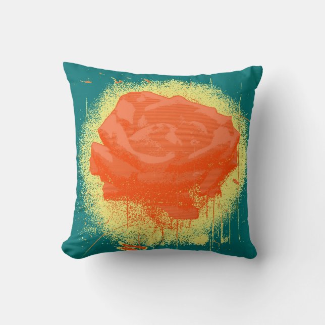 Coussin Art vintage de la rose rouge (Recto)