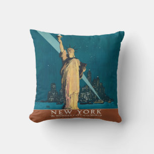 Coussin Art vintage de la Statue de la Liberté de New York