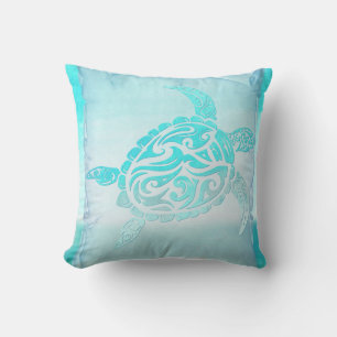 Coussin Art Watercolor de la tortue de plage