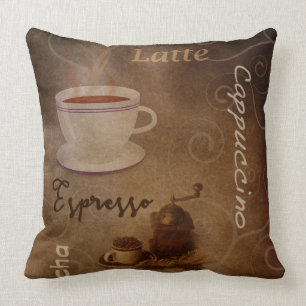 Coussin Art Word pour les amateurs de café