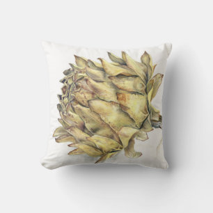 Coussin Artchoke séché coeur aquarelle gouache art