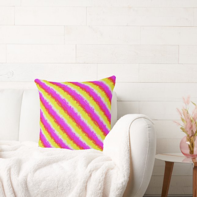 Coussin Artdeco rose Jaune Artdeco Arc-en-ciel rayures (Canapé)
