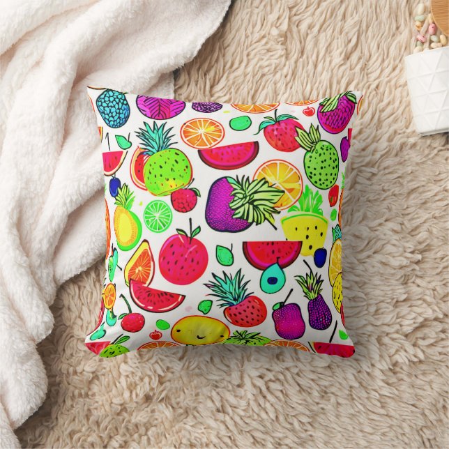 Coussin Artistère de verger de fruits colorés (Couverture)