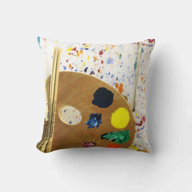 Coussin Artistes Peinture Splatter et Palette de Peinture (Recto)