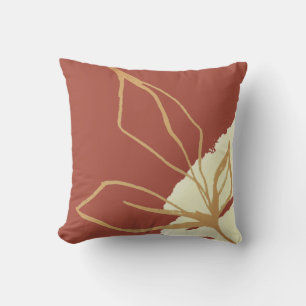 Coussin Artistic Terracotta Aquarelle Feuilles botaniques