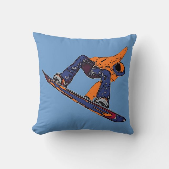 Coussin artistique de snowboard de course bleu ora (Recto)