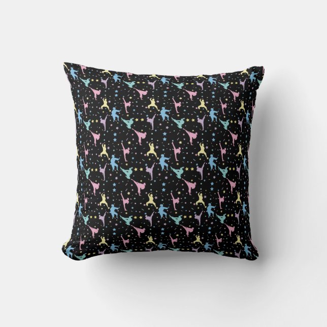 Coussin Arts Martiaux Karaté Abstrait Étoiles Paillettes (Recto)