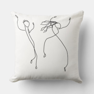 Coussin Artsy blanc de noir minimaliste de danse de danse