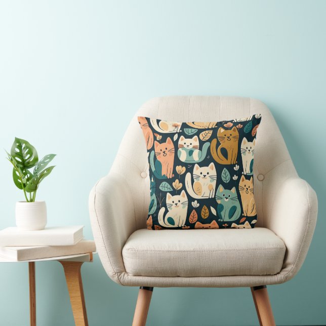Coussin Artsy Chat Motif mignonne (Chaise)