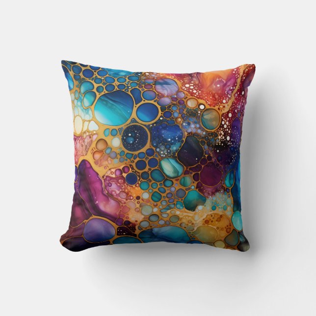 Coussin Artsy Contemporary Rainbow Alcools et Encre (Recto)