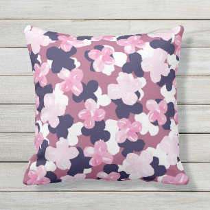 Coussin Artsy rose marine bleu aquarelle motif floral