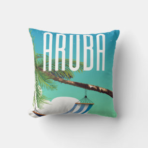 Coussin Aruba Hammock affiche de voyage