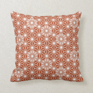 Coussin Asanoha japonais ou Motif étoile, terre cuite