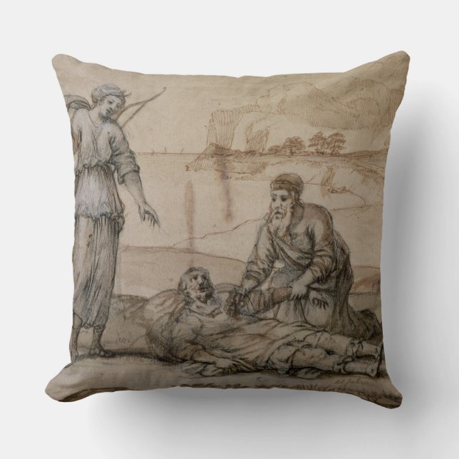 Coussin Asclepius rétablissant Hippolytus (stylo et encre, (Recto)