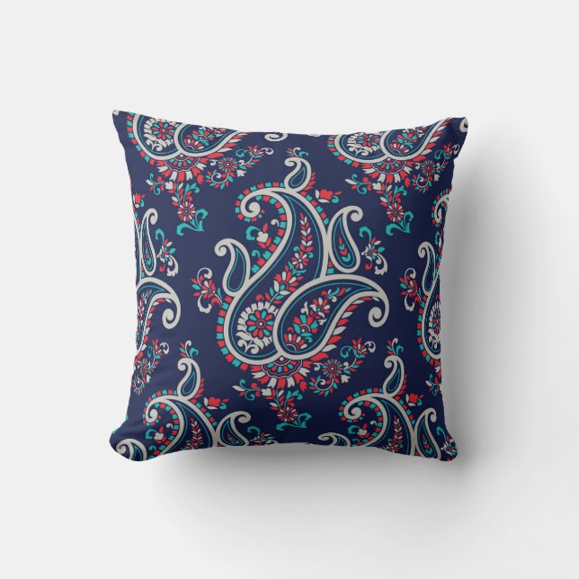 Coussin Asian Paisley : Conception Traditionnelle Sans Cou (Recto)