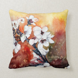 coussin asiatique de peinture de fleur d'art