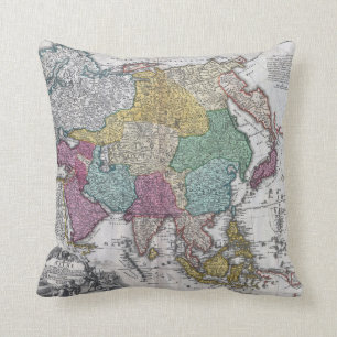 Coussin asiatique vintage de carte