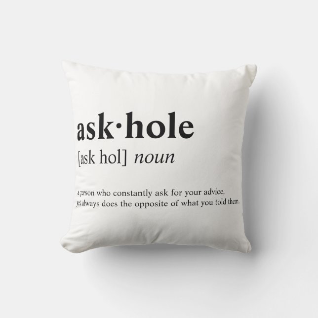 Coussin Askhole - signification de dictionnaire (Recto)
