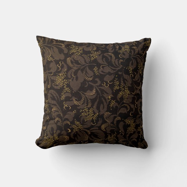 Coussin Aspect Broderie Marron (Recto)