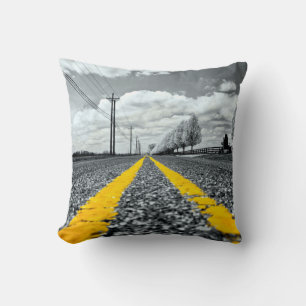 Coussin Asphalt Jaune Road Photographie créative
