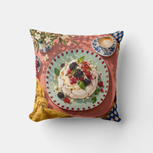 Coussin Assiette de pavlova à la menthe corail de café de