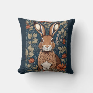 Coussin Assis lapin Brown Floral Vintage