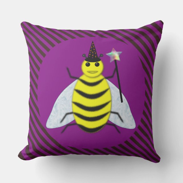 Coussin Assistant Abeille magique d'Halloween Purple et ba (Recto)