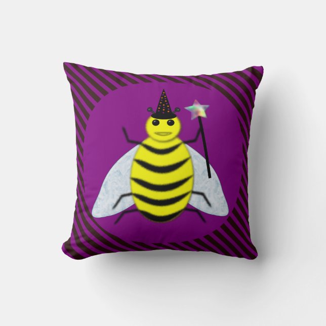 Coussin Assistant Abeille magique d'Halloween Purple et ba (Recto)