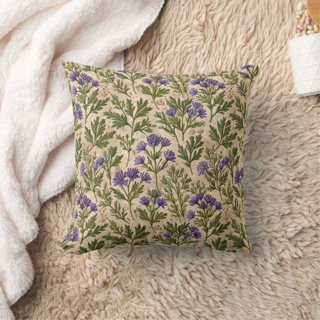 Coussin Astéracées sauvages violettes Botanique (Couverture)