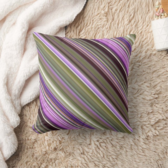 Coussin Astres Violets Sauvages Rayure violette et verte (Couverture)