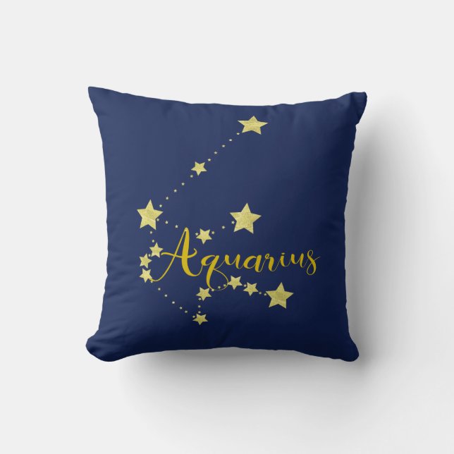 Coussin Astrologie Aquarius avec constellation d'étoiles (Recto)