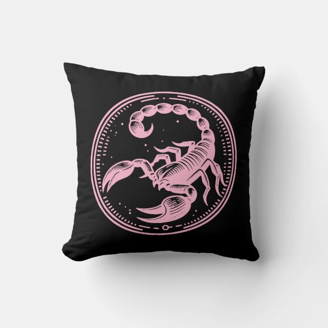 Coussin Astrologie Signe Zodiaque Scorpion Rose (Recto)