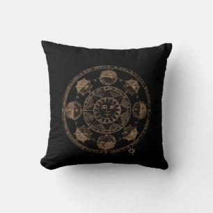 Coussin Astrologie vintage Roue Zodiaque
