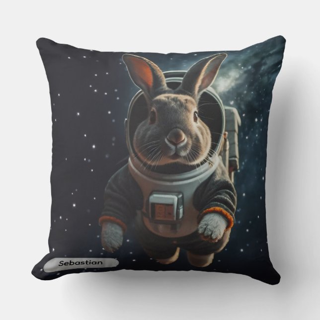 Coussin Astronaut Bunny Space Surreal Animal Custom (Recto)