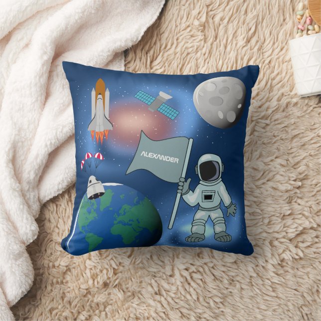 Coussin Astronaut dans la galaxie spatiale Nom personnalis (Couverture)