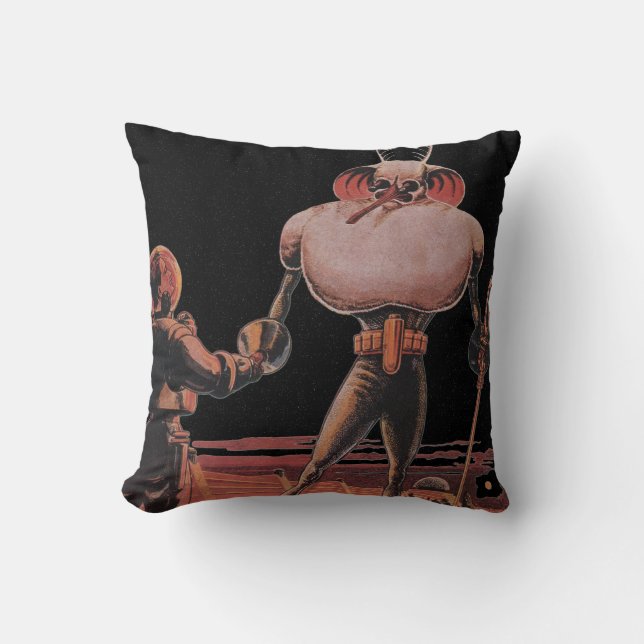 Coussin Astronaute de la science-fiction vintage serrant l (Recto)
