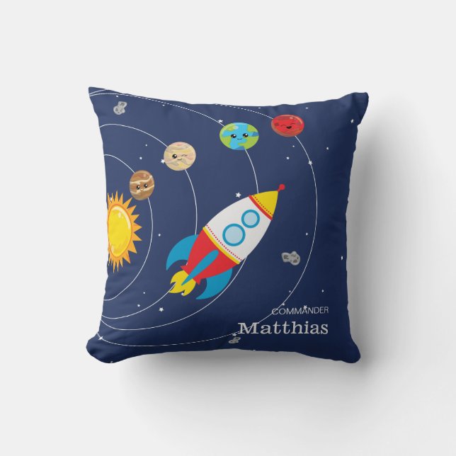 Coussin Astronaute de l'espace de Rocketship de planètes (Recto)