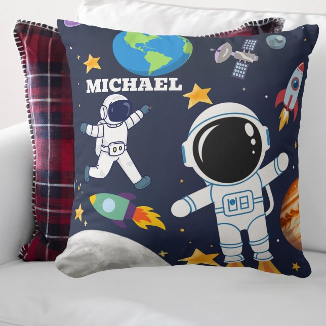 Coussin Astronaute de l'espace extérieur amusant, premier  (Créateur téléchargé)