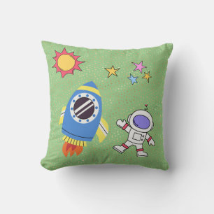 Coussin Astronaute du monde cosmique et fusée spatiale