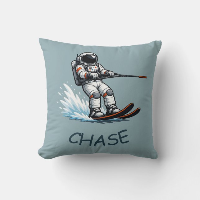 Coussin Astronaute faisant du ski nautique (Recto)
