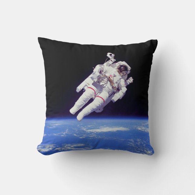 Coussin Astronaute Pack Jeté Marche Spatiale Terre Orbite  (Recto)