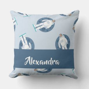 Coussin astronaute spatial sur motif bleu
